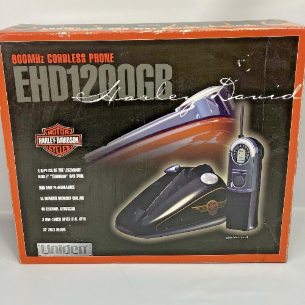 Harley Davidson Cordless Phone of Teardrop Gas Tank UNIDEN 900 MHZ EHD1200GB